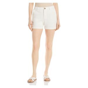 THREE DOTS Womens White Zippered Pocketed Button Closure Cuffed Shorts L
